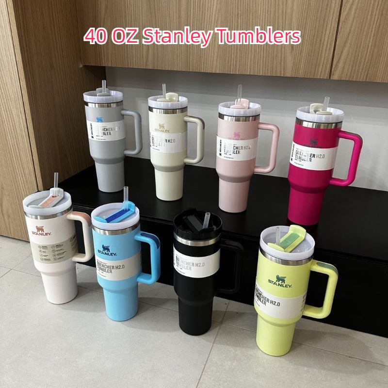 Stanley] 40 oz 1.18L Car Vacuum Insulated Stainless Steel Tumblers With  Strong Handle Straw Lids Coffee Mugs Water Cups Thermos