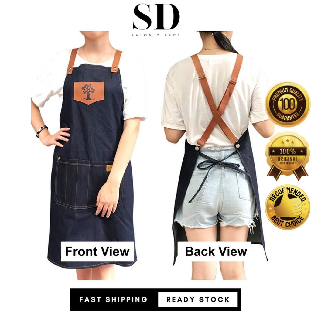 PROFESSIONAL Hairdresser Jeans Apron (BLUE) Shopee Malaysia