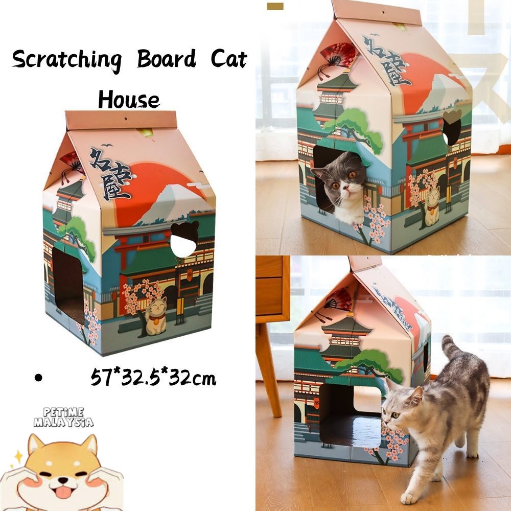 Petime Cat Scratcher Pad Scratching Board Cat House Scratcher With Milk ...