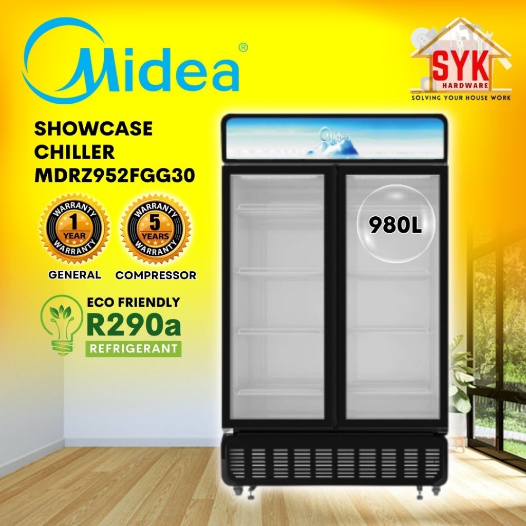 SYK Midea Chiller Fridge MDRZ952FGG30 980L Chiller 2 Door Showcase