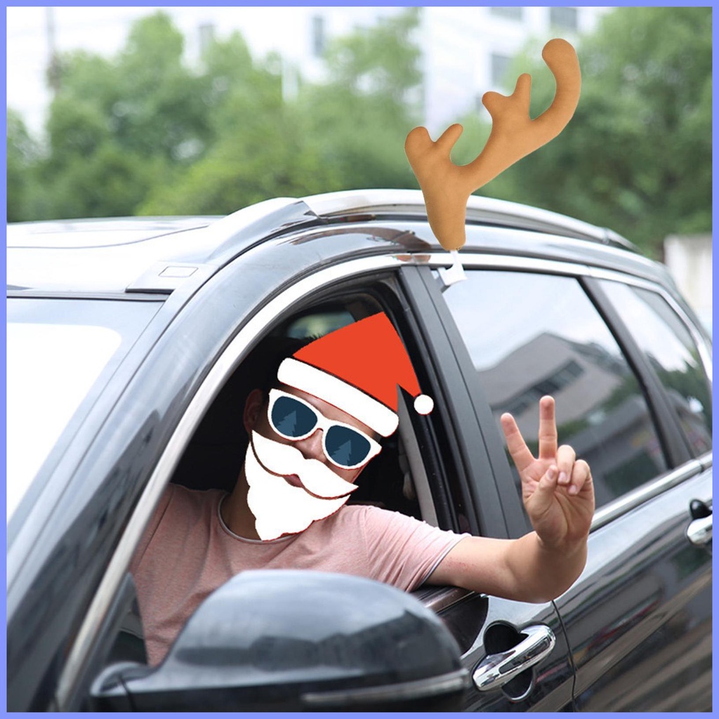 Christmas Antler Car Decorations Reindeer Antlers & Nose Car Kit
