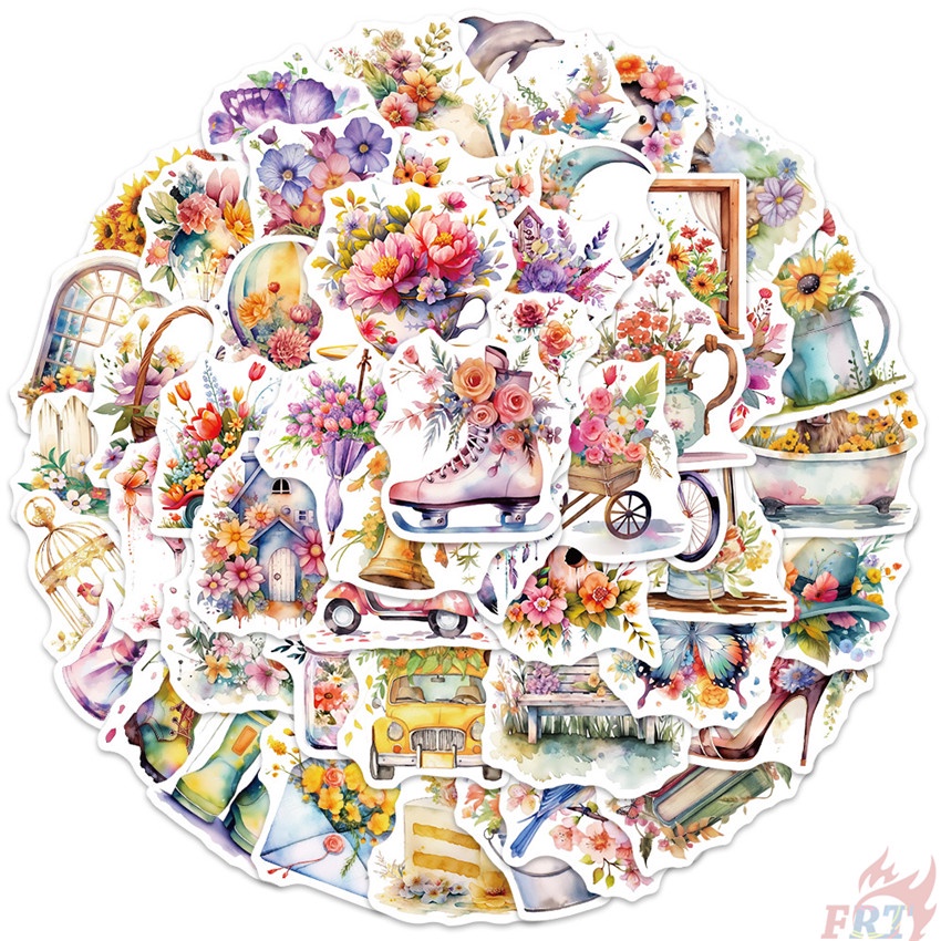 50Pcs/Set Colorful Flowers World Series 01 Stickers DIY Fashion ...