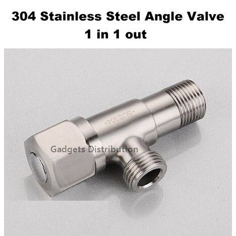 Single 304 Stainless Steel 1 in 1 Out 1 Way Angle Valve Water Tap 2564. ...
