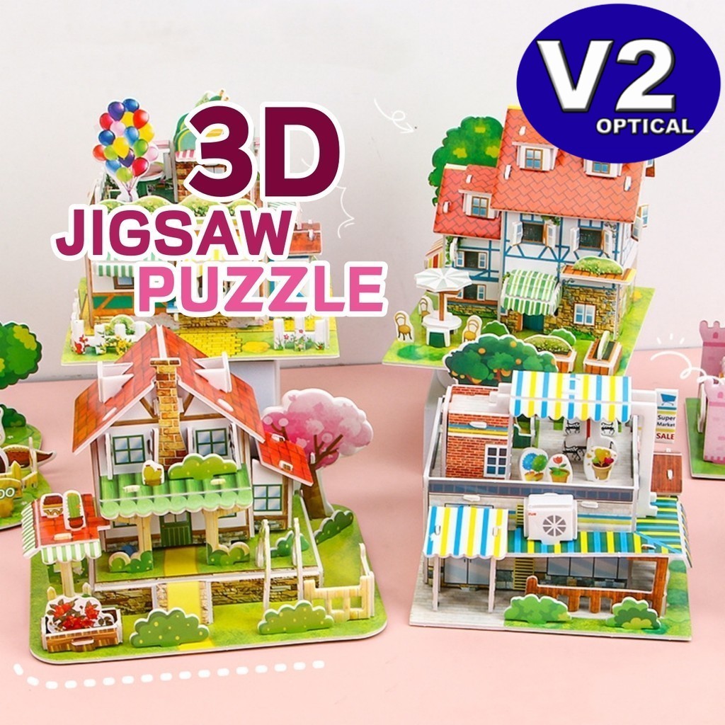 3D DIY Jigsaw Puzzle Paperboard Toy Building House Castle Play Art ...