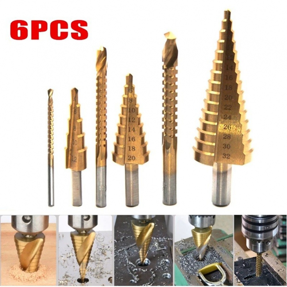 Heavy Duty HSS Titanium Step Drill Bit Set for Woodworking Metal