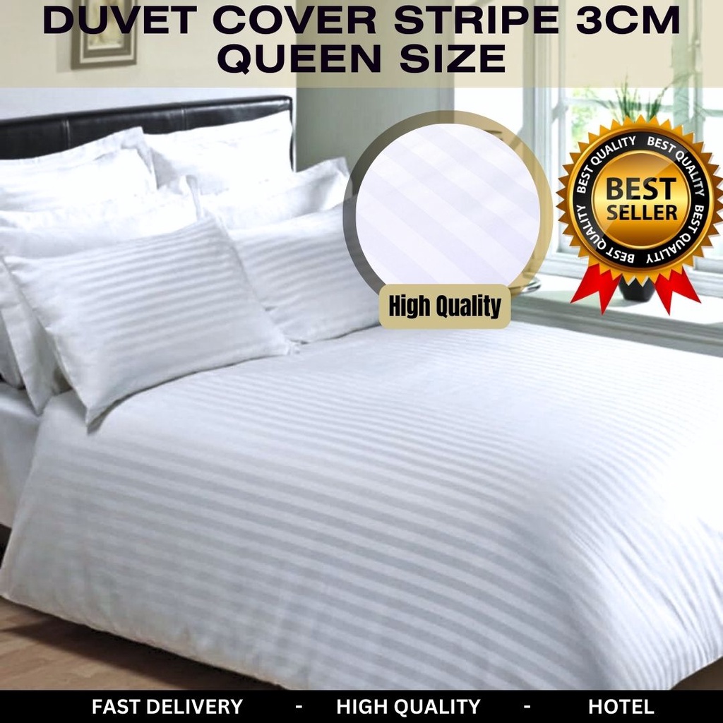 High Quality Royal Linen Hotel Duvet Cover Queen 3cm stripe cotton