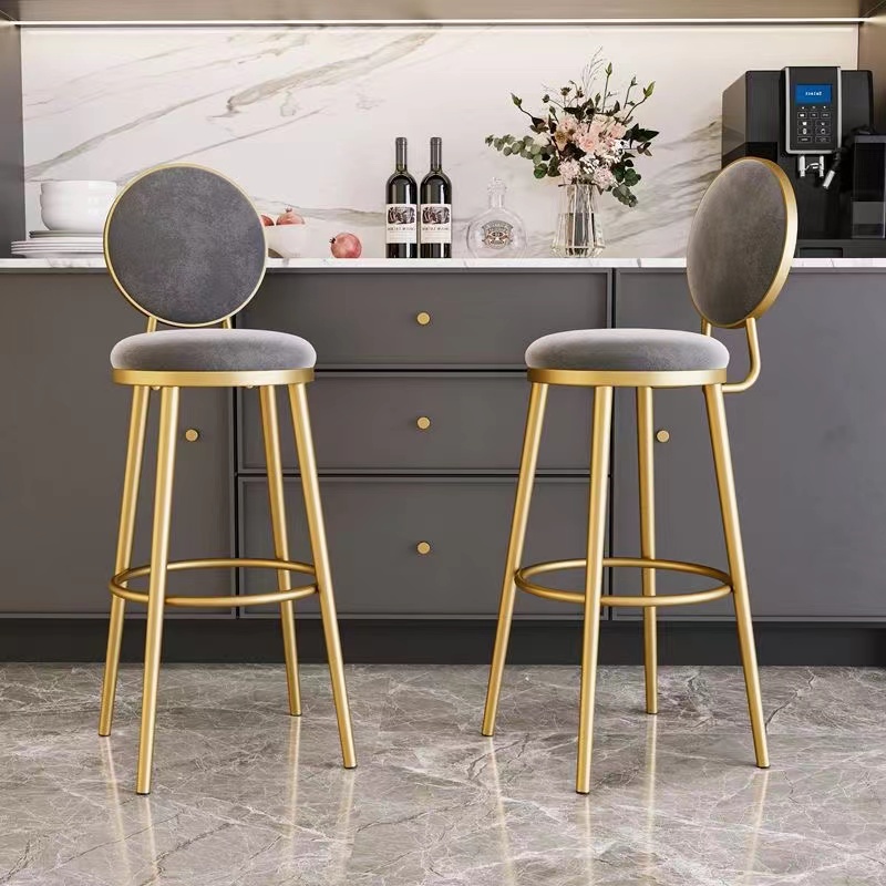 Light Luxury Wrought Iron Bar Stool With Backrest Bar Chair High Bar