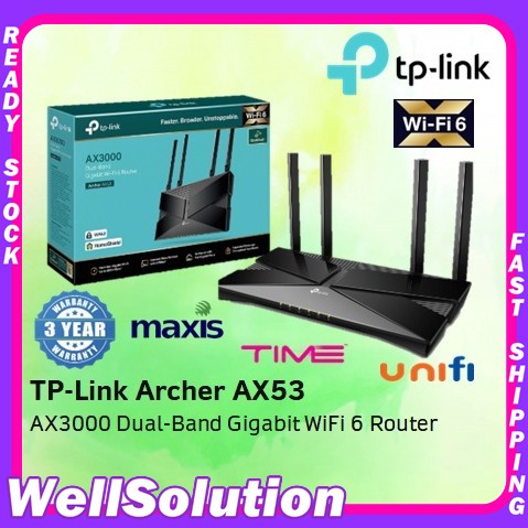 TP-LINK Archer AX53 AX3000 Dual Band Gigabit Wi-Fi 6 Router | Shopee ...