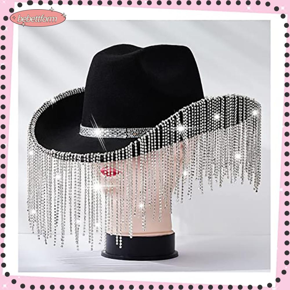 LIKE Cowgirl Hats, Diamond 12cm Fringe Glitter Rhinestone Cowgirl Hat