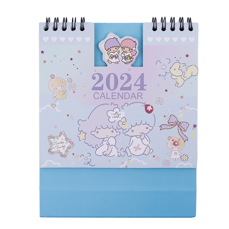 Fashion 2024 Cartoon Sanrio Theme Desktop Standing Calendars Delicate Hello Kitty Kuromi 4815