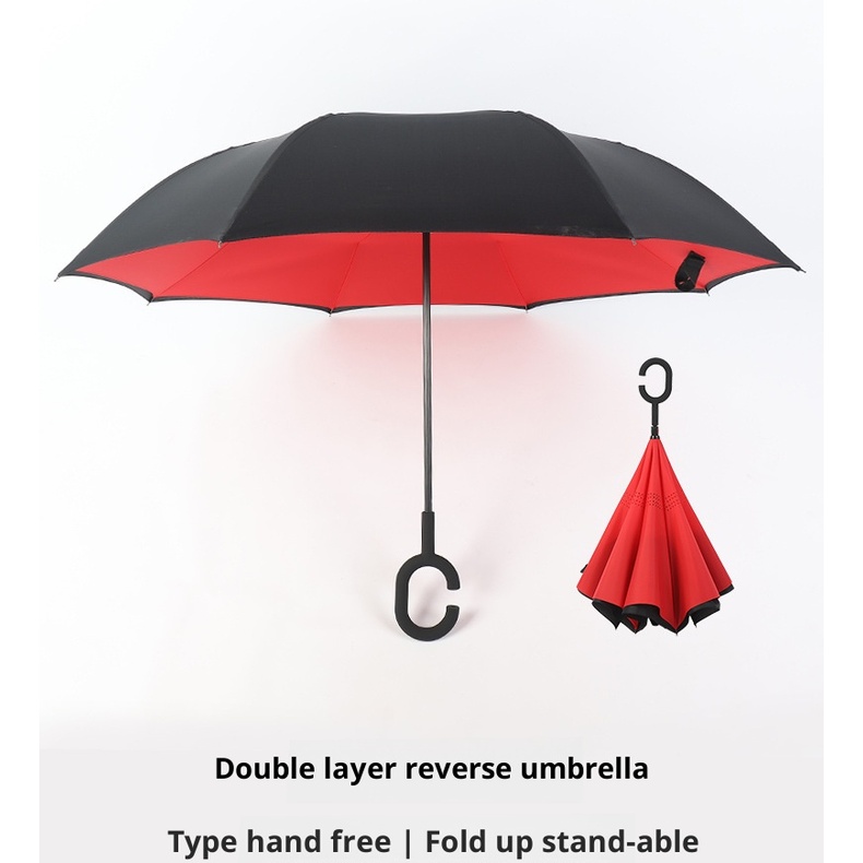 Dual Tier Reversible Umbrella Long Handle NoMount Upright Reversible