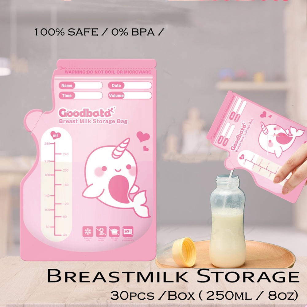 10pcs/30pcs 250ml Breast Milk Bags Plastic Breast Milk Double Lock Breast Milk Bags Disposable