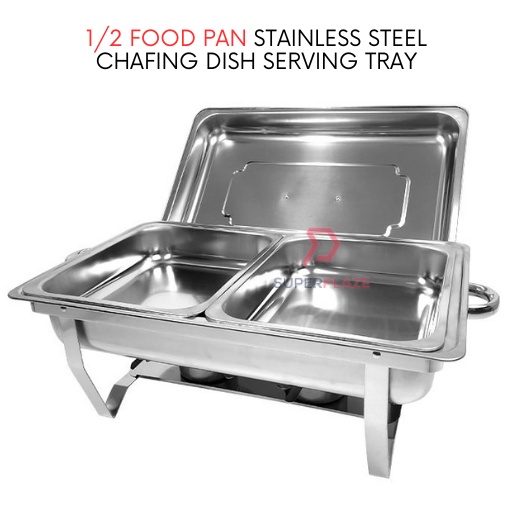 Double Tray Stainless Steel Chafing Dish Food Warmer Serving Tray