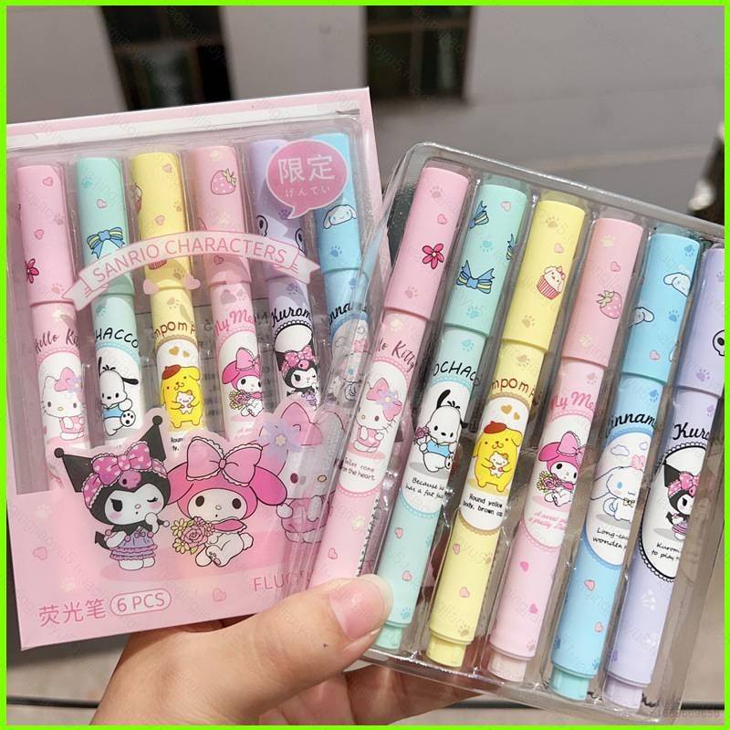 HQ5 6PCS/set Sanrio Kuromi Hello Kitty fluorescent pen Melody ...