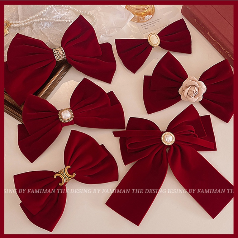 Red Velvet Bow Hair Clip Fashion New Year Ladies New Style Hair Clip