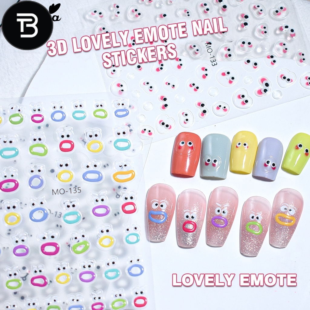 TB Monja 3D Reliefs Nail Stickers Cartoon Embossed Mouth Monster Cute ...
