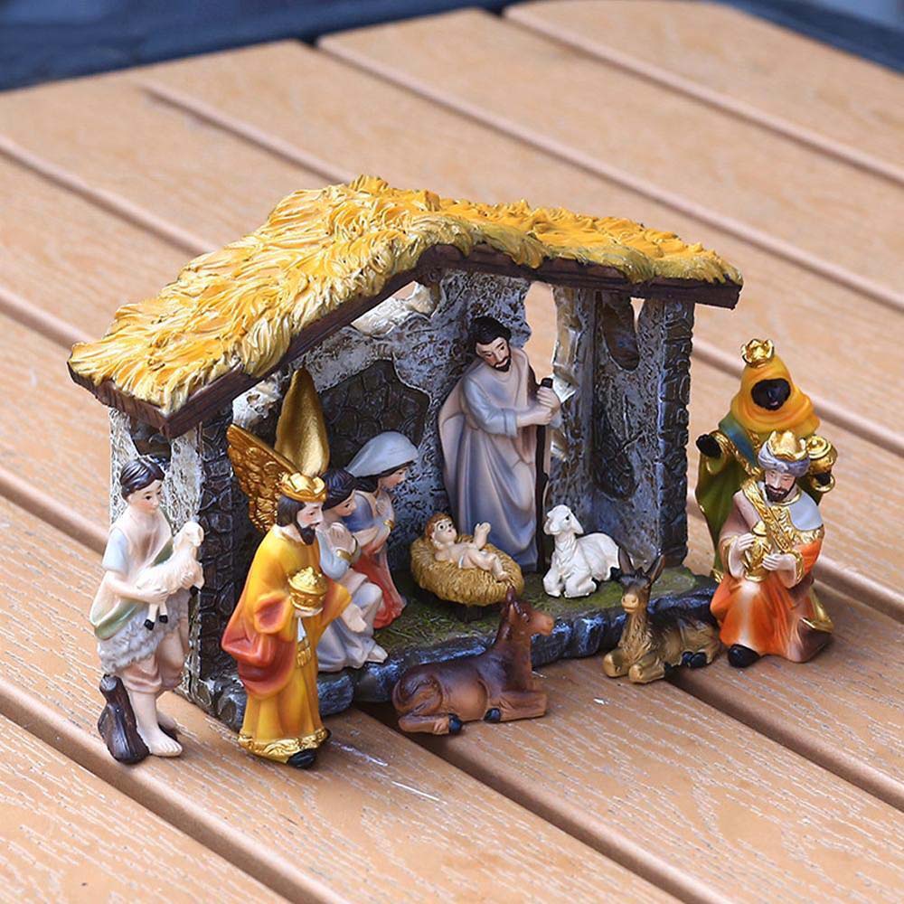 12pcs horse trough set scene ornaments, resin handicrafts, Christmas ...