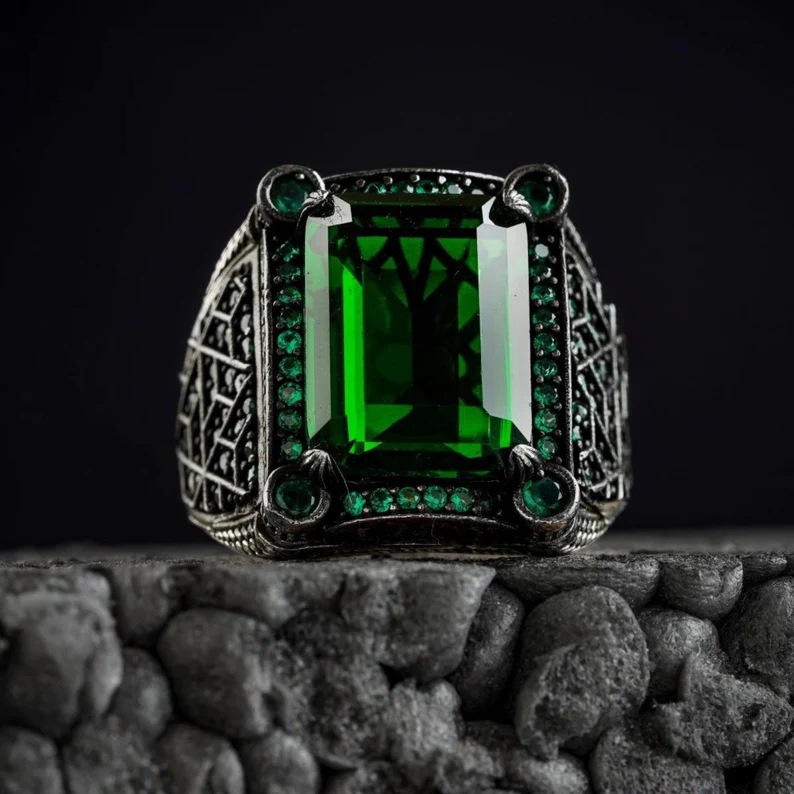 Retro Handmade Carving Punk Rings for Men Trendy Silver Color Metal ...
