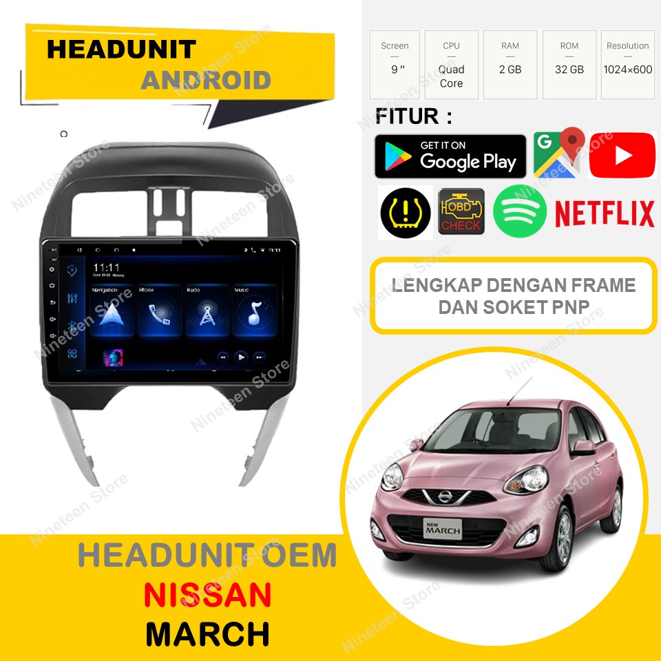 Headunit Android Nissan March Inch Frame And Pnp Socket Shopee Malaysia