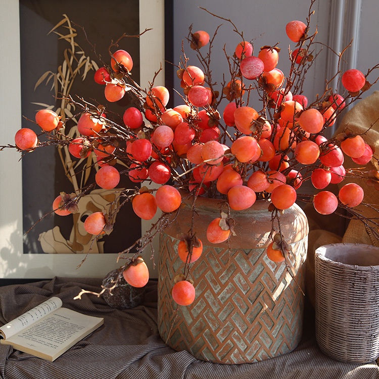 [Exquisite Floral Art] Simulation Persimmon Home Plant Fruit Decoration ...