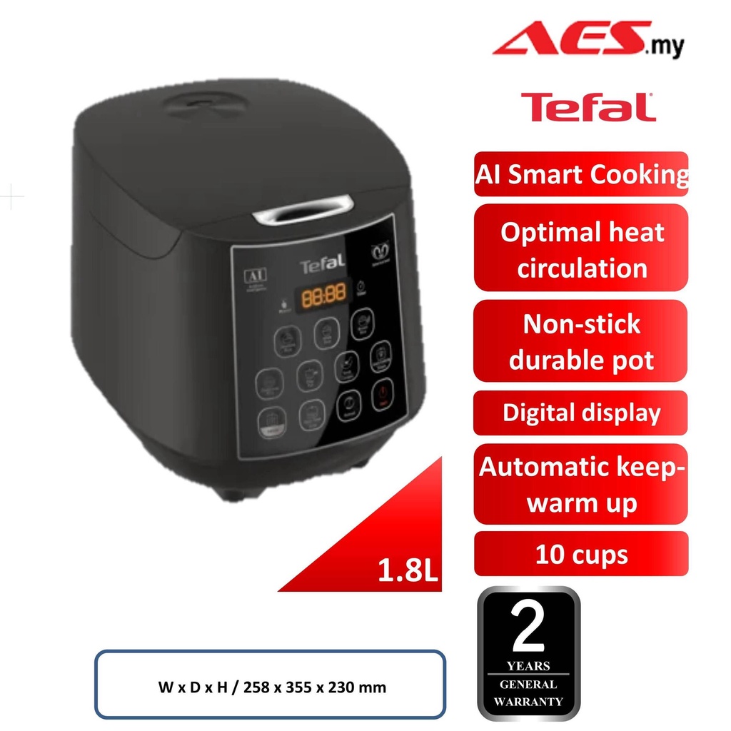 TEFAL RK736B 1.8L AI SMART COOKING OPTIMAL HEAT CIRCULATION EASY PLUS ...