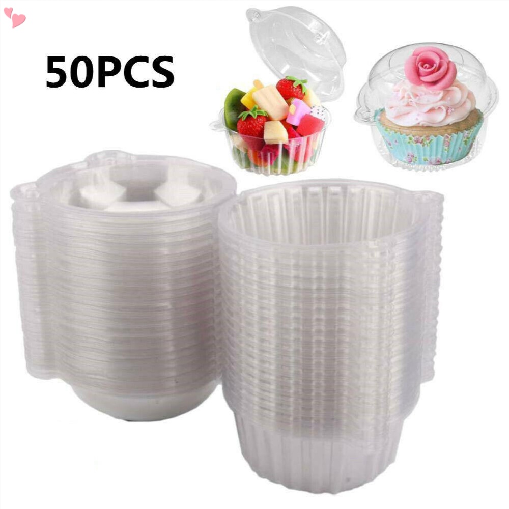 50 Pack Clear Plastic Single Individual Cupcake Muffin Dome Holders