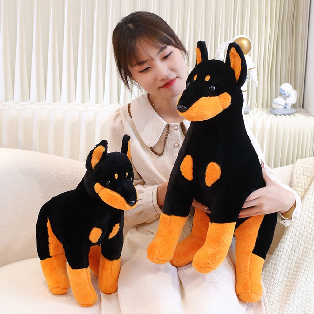 Pp Cotton Stuffed Dog Cuute Dog Plush Toy Adorable Doberman Pinscher 