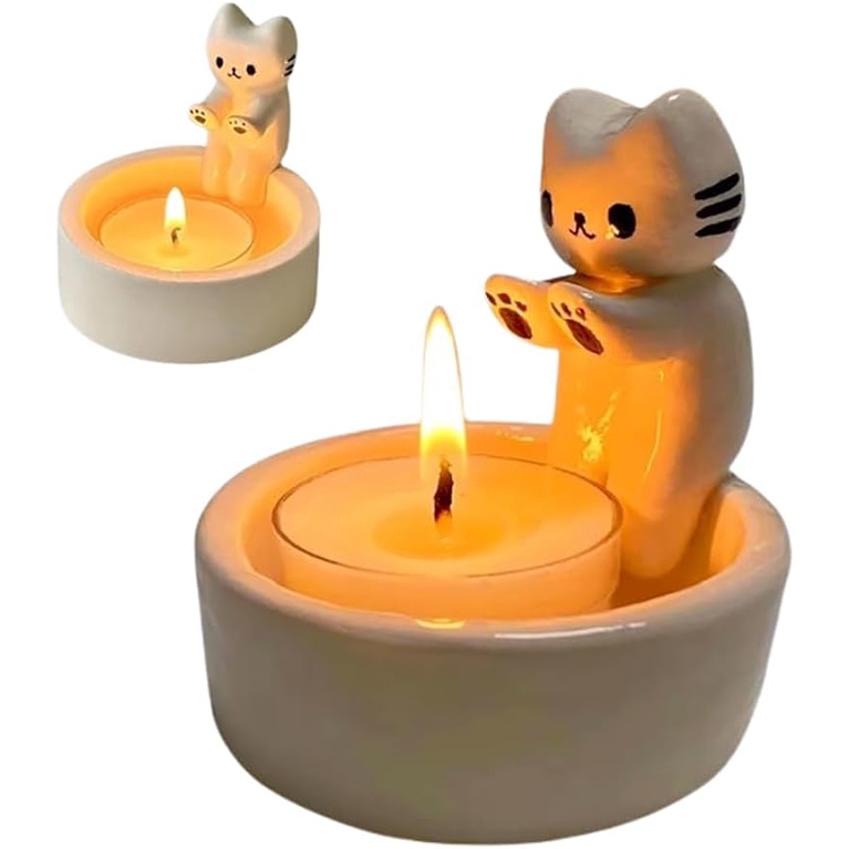 Candle Holder, 2024 New Cartoon Kitten Candle Holder, Cute Cartoon