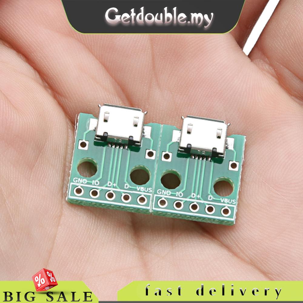 Getdoublemy 10pcs Micro Usb To Dip Adapter 5pin Female Connector B Type Pcb Converter Adapter 8190