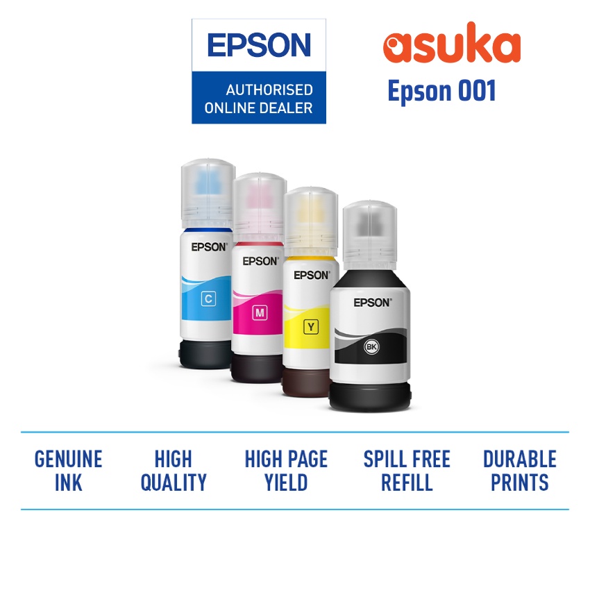 Epson 001 Ink Bottle CMYK Bulk Pack (L4260, L6260, L6270, L6290, L14150 ...