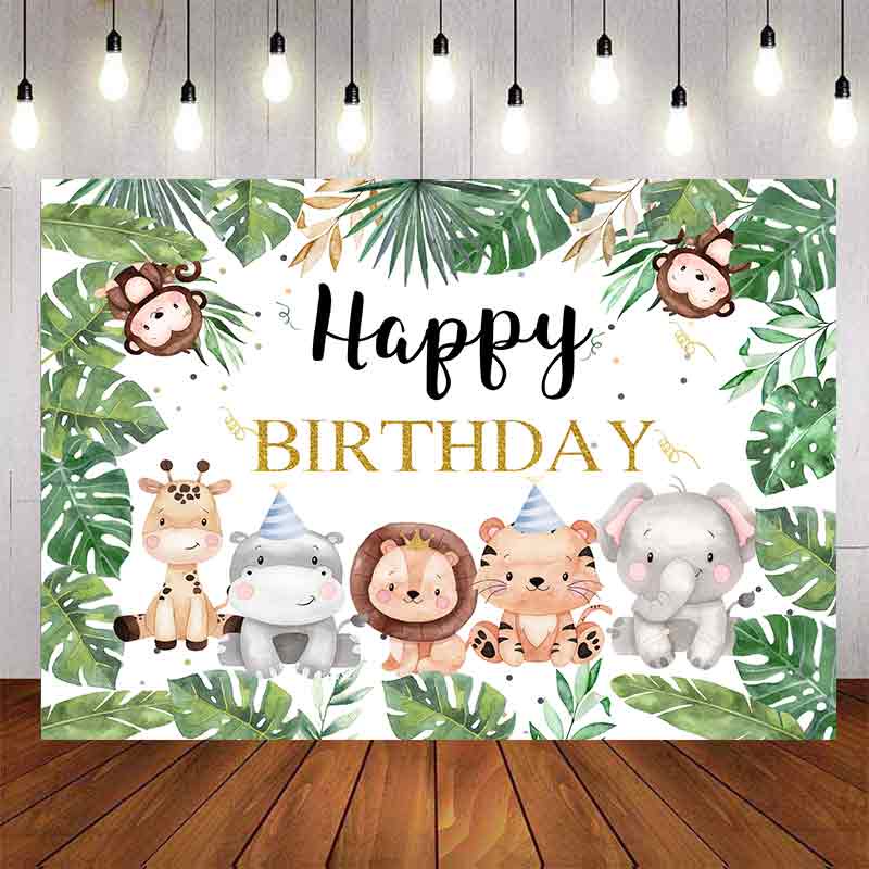 Cute Safari Zoo Animals Birthday Backdrop For Photography Baby Shower ...