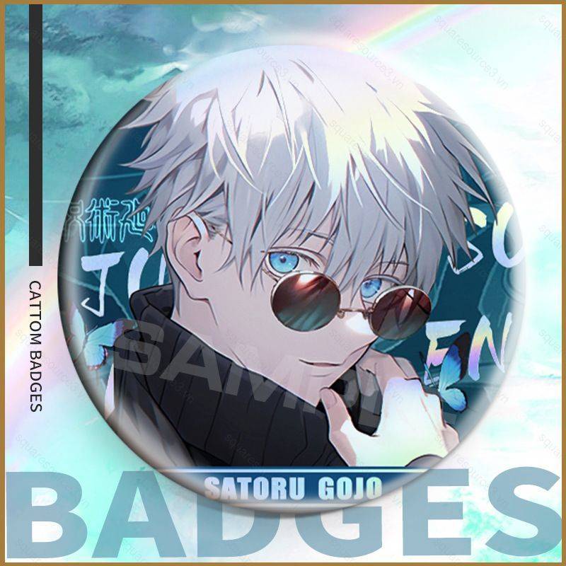 Sq3 Jujutsu Kaisen Round Brooch Anime Pins Cute Cartoon Gojo Satoru Badges Clothing Bag Pendant 1356