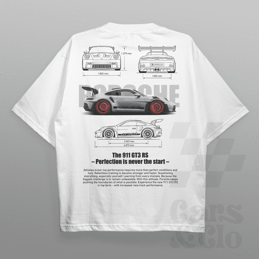 Cars and Clo - Regular Fit White - Porsche 911 GT3 RS Gray Blueprint T ...