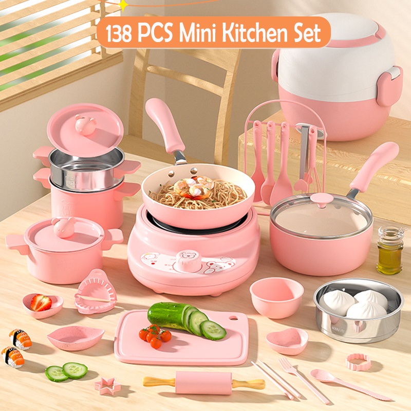 Mini Kitchen Set Kids Cookware Cooking Set Educational Simulation ...