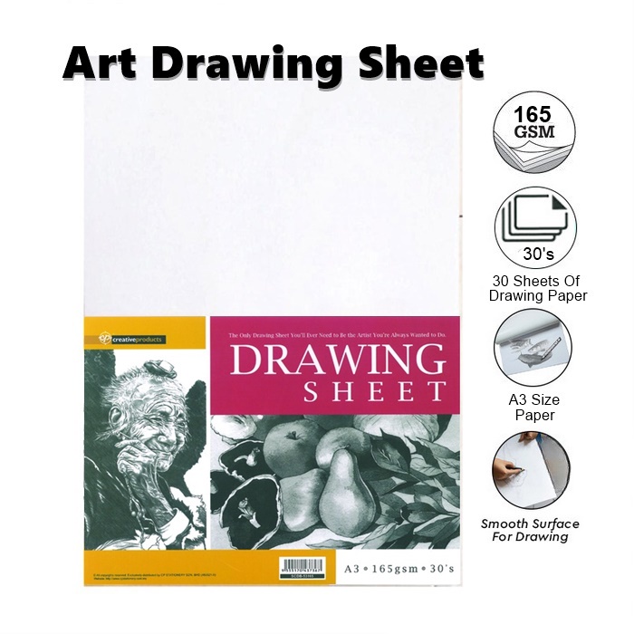 New Cp A3 Art Drawing Block 30 Sheets 165gsm Kertas Lukisan Drawing Book Paper 30 Keping 7716