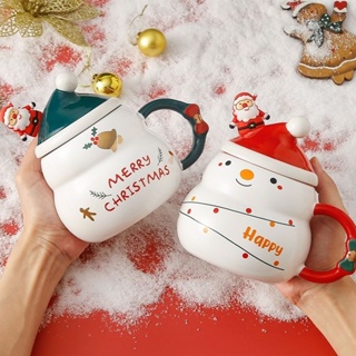 300ml Christmas Wish Glass Cup with Lid Double Layer Glass Cute Coffee Mug  Cartoon Christmas Tree Star Water Cup Xmas Gifts