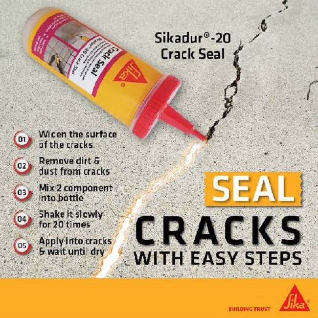 SIKA SIKADUR 20 Crack Seal Repair Cement Wall / Floor Crack A+B (160ml