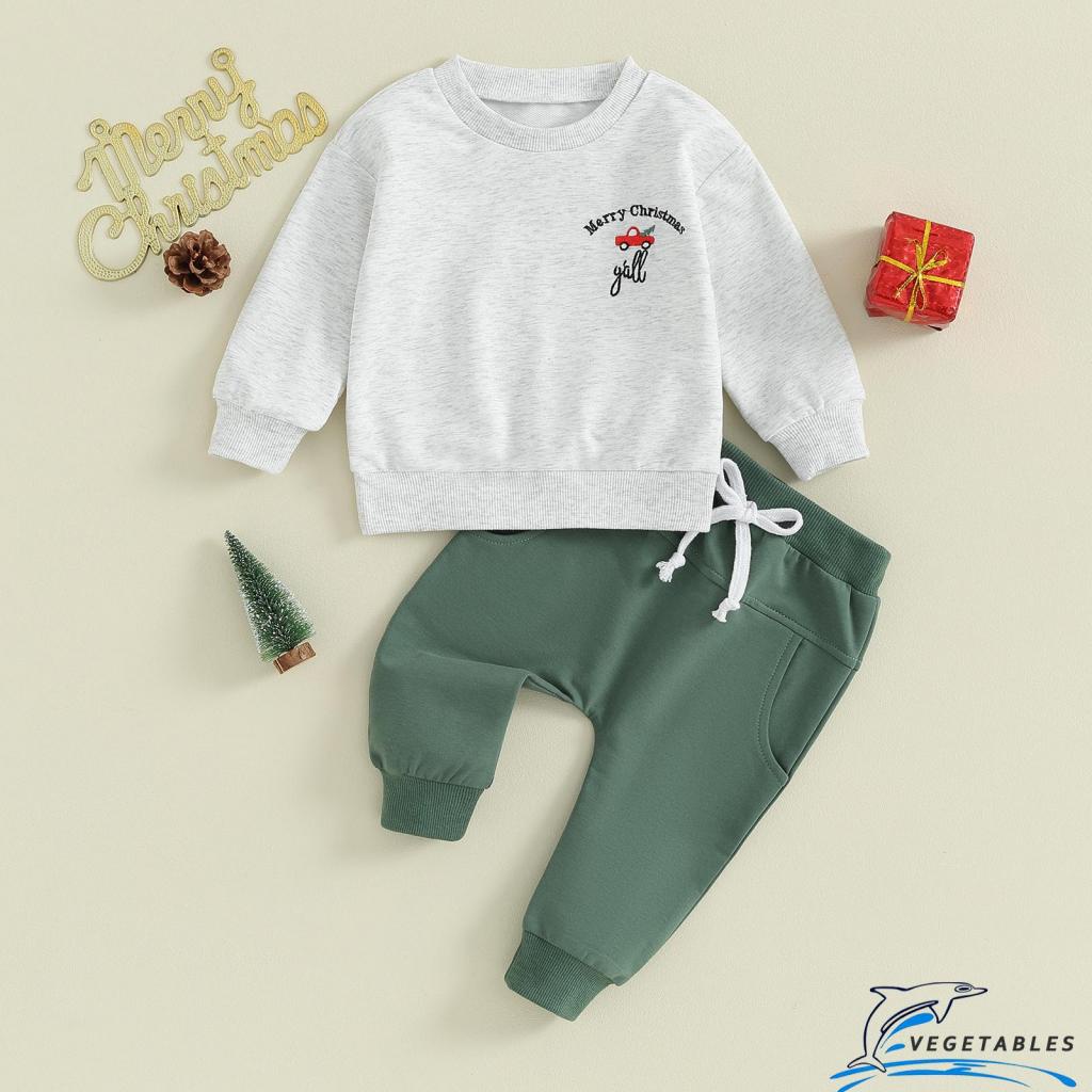 CB Toddler Boys Christmas Outfits Letter Truck Pattern Long Sleeve Sweatshirts and Solid Color Long Pants 2Pcs Clothes Set Shopee Malaysia