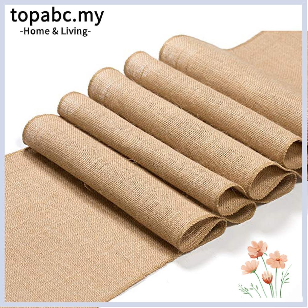 TOPABC Vintage Table Runner For Christmas Burlap Hessian Natural Jute