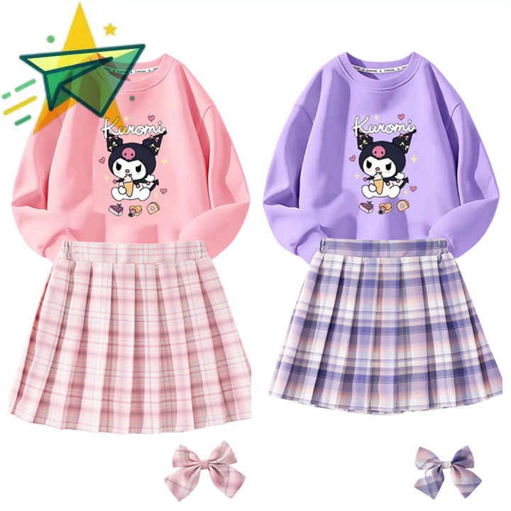 Adorable Girls' Cartoon Kuromi 2-Piece Set: Long SleevedT-shirt and ...