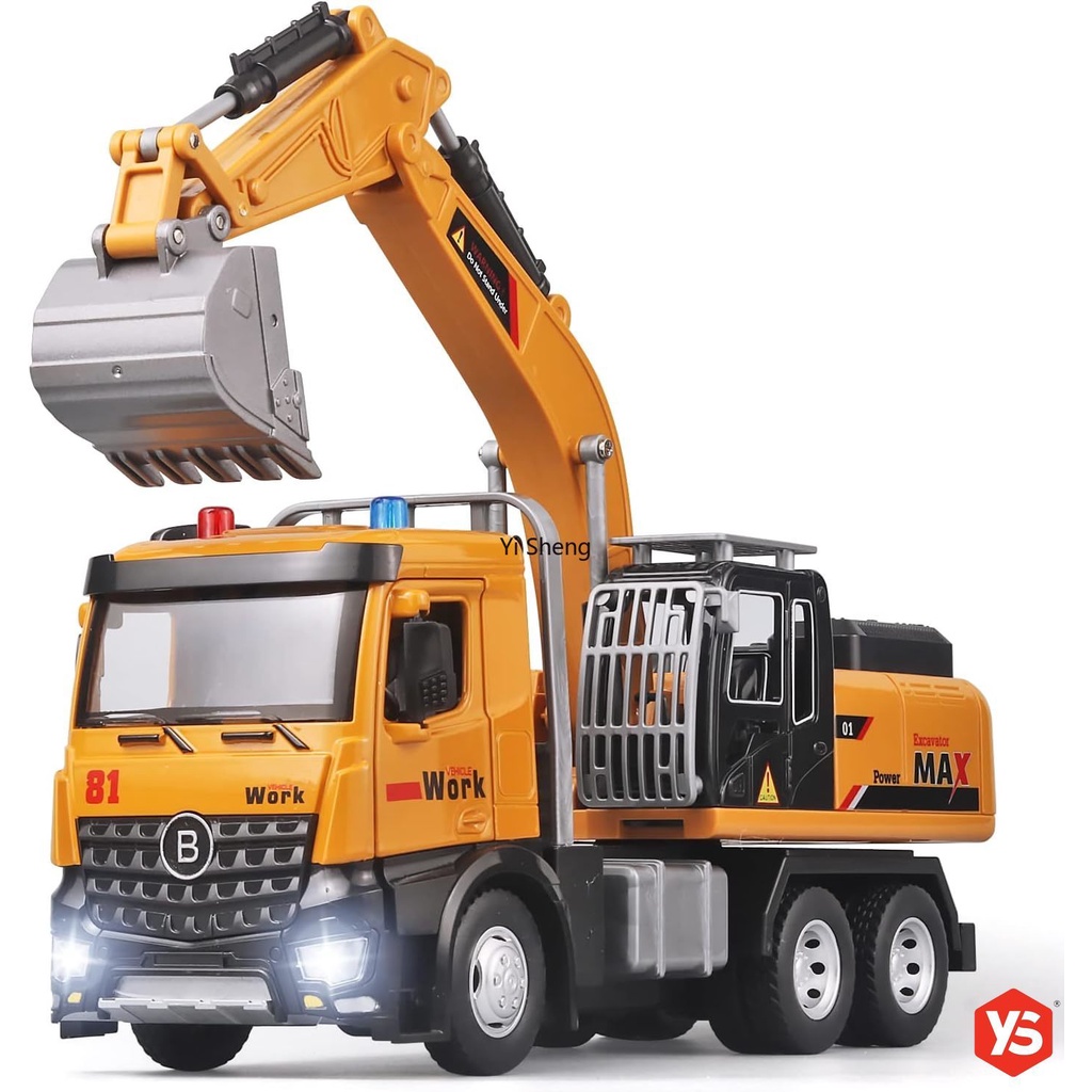 big size 1 18 Excavator Toy Metal Cab Big Digger Toys for Boys with Lights Sounds and Working Movable Parts Friction Powered Construction Vehicles for Kids Excavator Shopee Malaysia