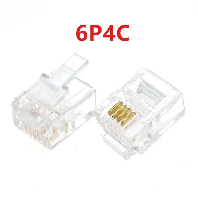 RJ11 Telephone Crystal Plug / Connector 6P4C Telephone use DIY Easy to