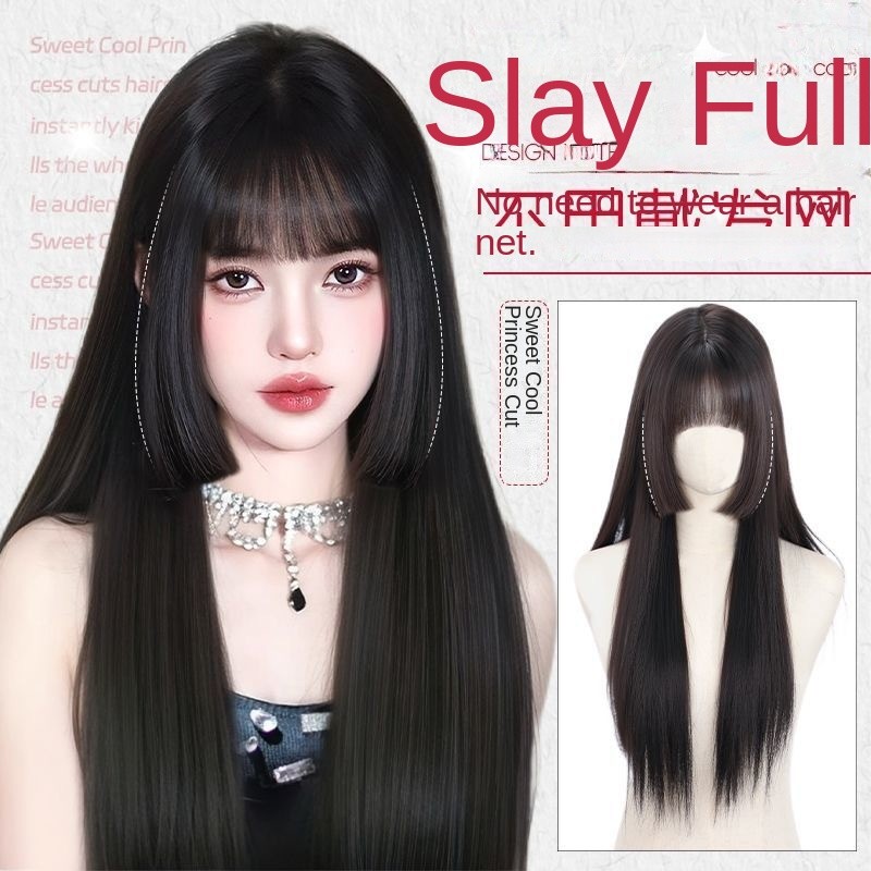 No Need to Wear Hair Net Wig Female Full Headgear Natural Fluffy ...