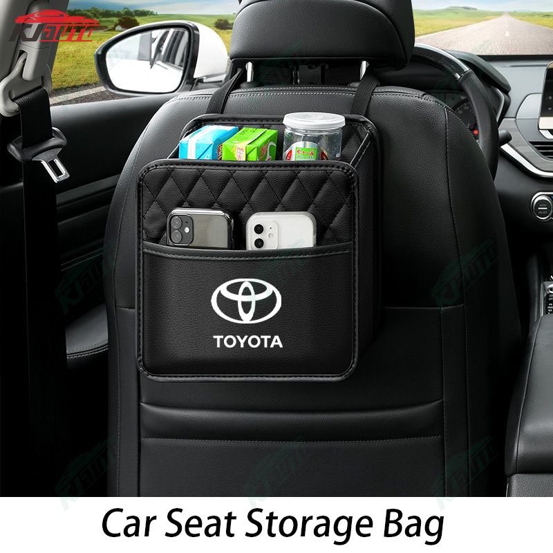 Toyota Car Seat Back Storage Box in-car Trash Can Leather Large