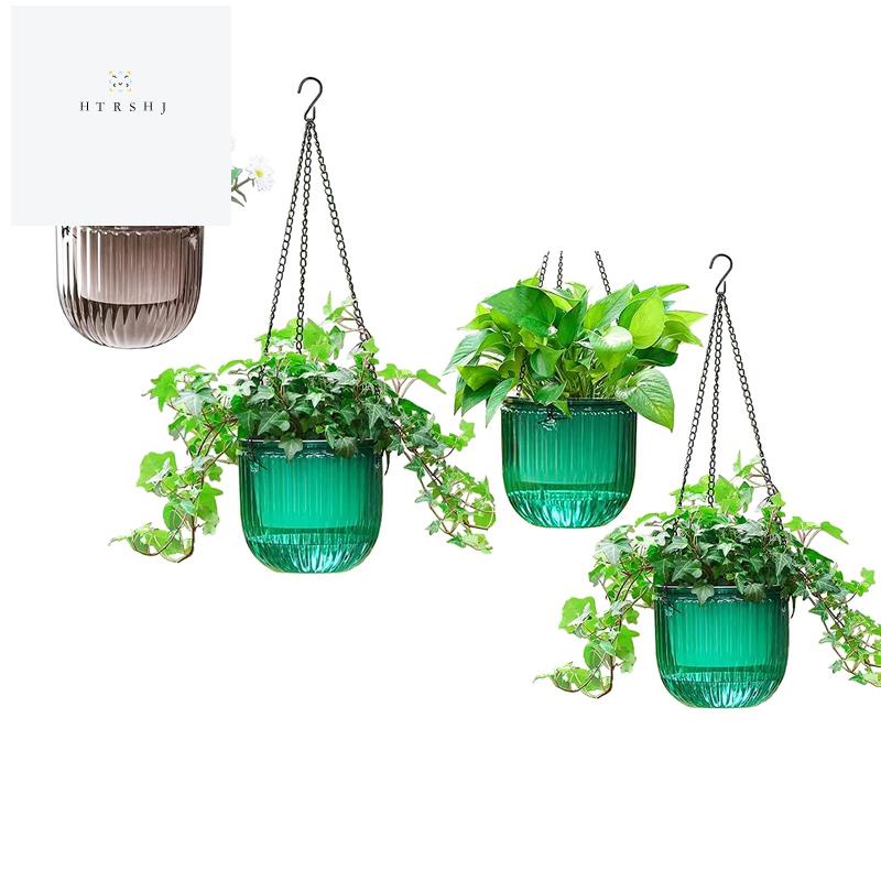 2 Pack Indoor Hanging Flower Pots 6.5 Inch Outdoor Hanging Plant Pot