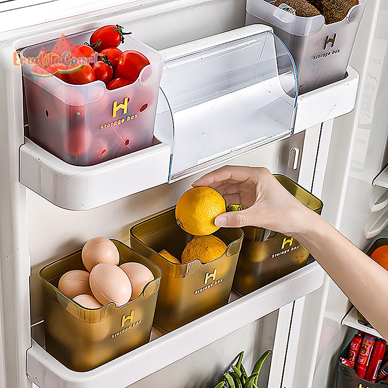 [EruditeCourtM] Refrigerator Side Door Organizer Bin Stackable Food Fridge Storage Box Clear