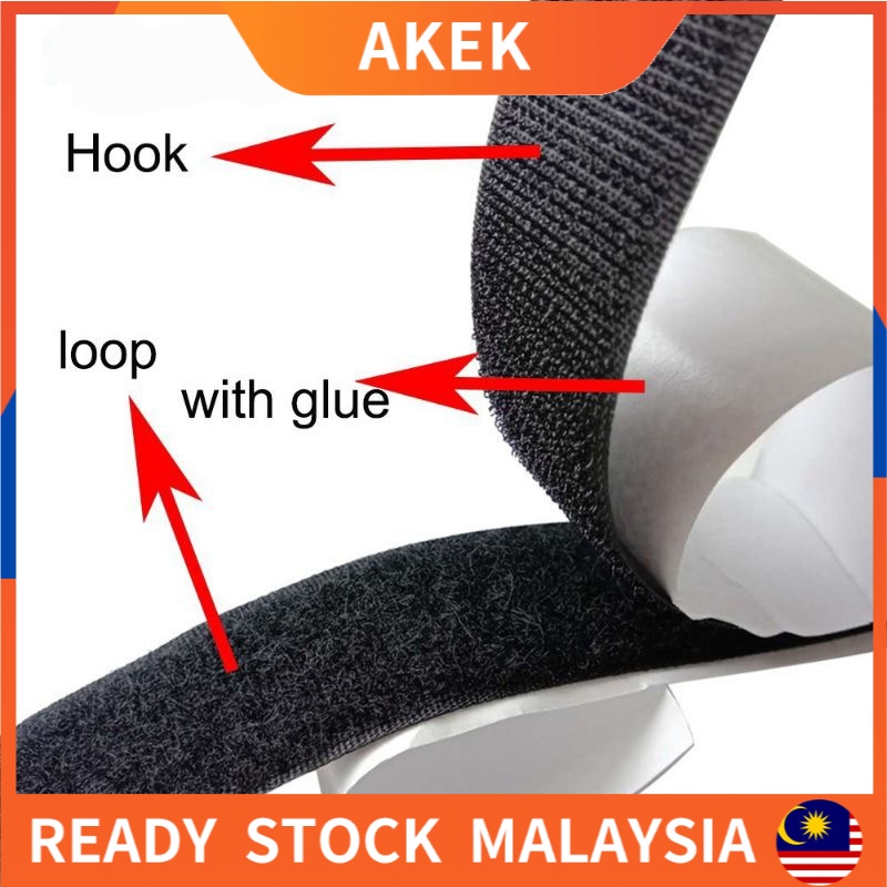 Selfadhesive Velcro /Black White Hook and Loop Self Adhesive Fastener