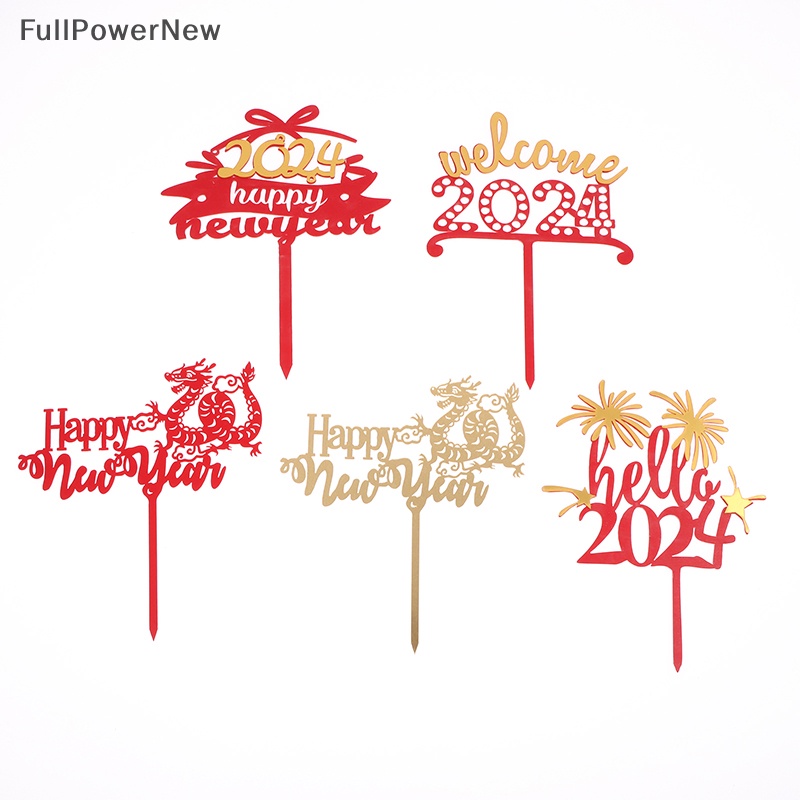 Full 1Pc Creative Acrylic Happy New Year 2024 Cake Topper For Xmas 2024