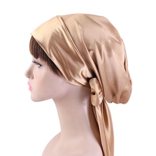 Women Cap Night Sleep Cap Hair Bonnet Hat Head Cover Satin Silk Turban  Headscarf