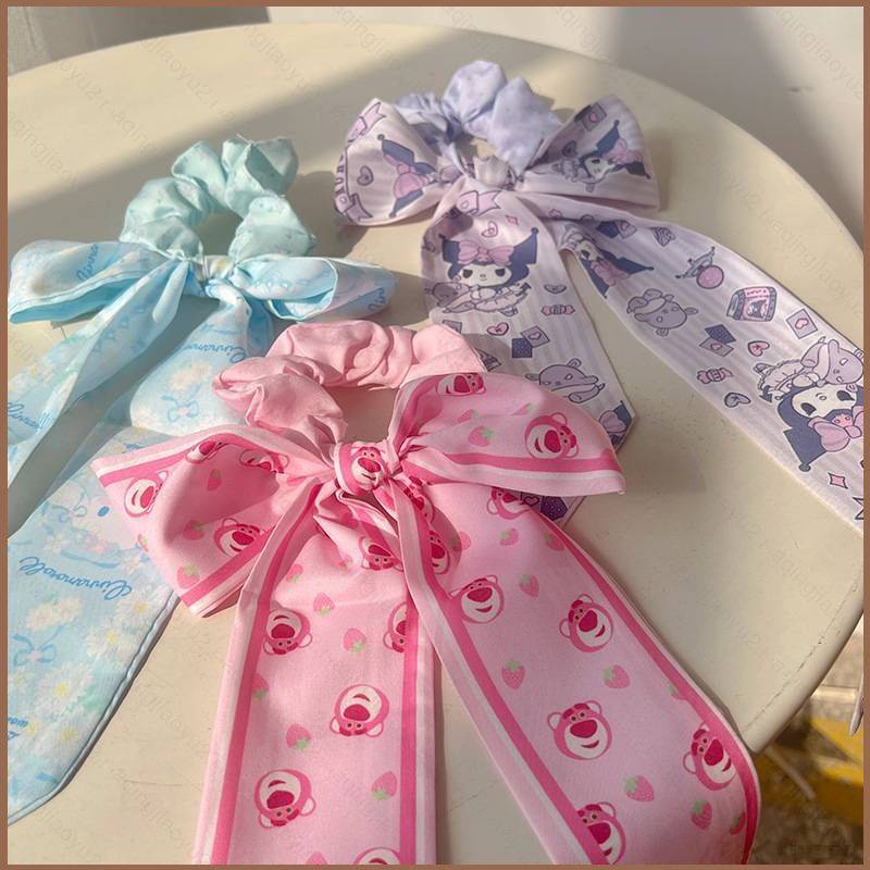 HY2 Kuromi Lotso Cinnamoroll hiar rope Cute cartoon silk scarf tied ...